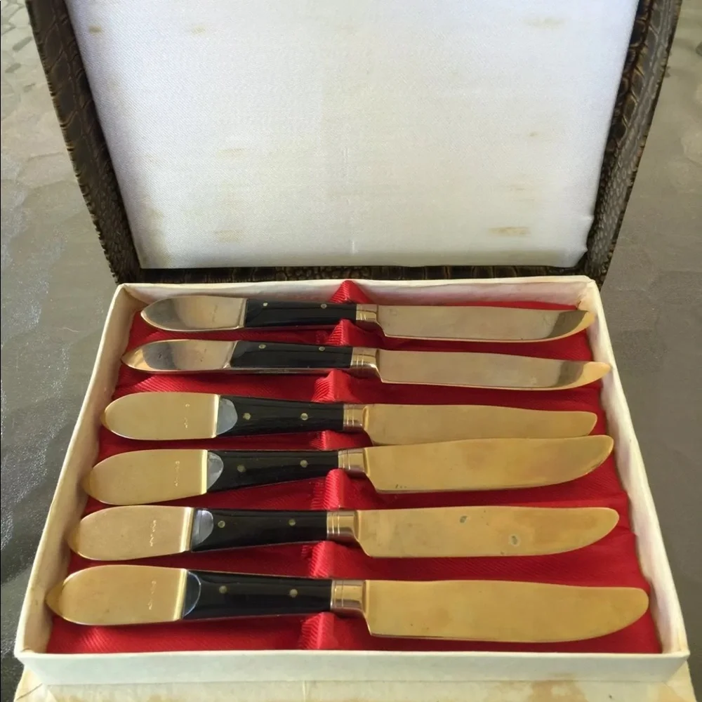 Vintage Onyx Mini Appetizer Knives Dinnerware Set
